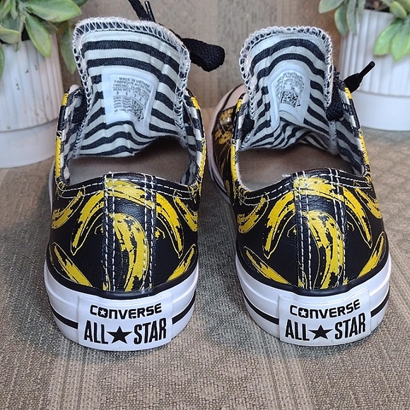 Limited Edition Converse X Andy Warhol Leather Banana Print Low Ox Sneakers - Picture 9 of 16